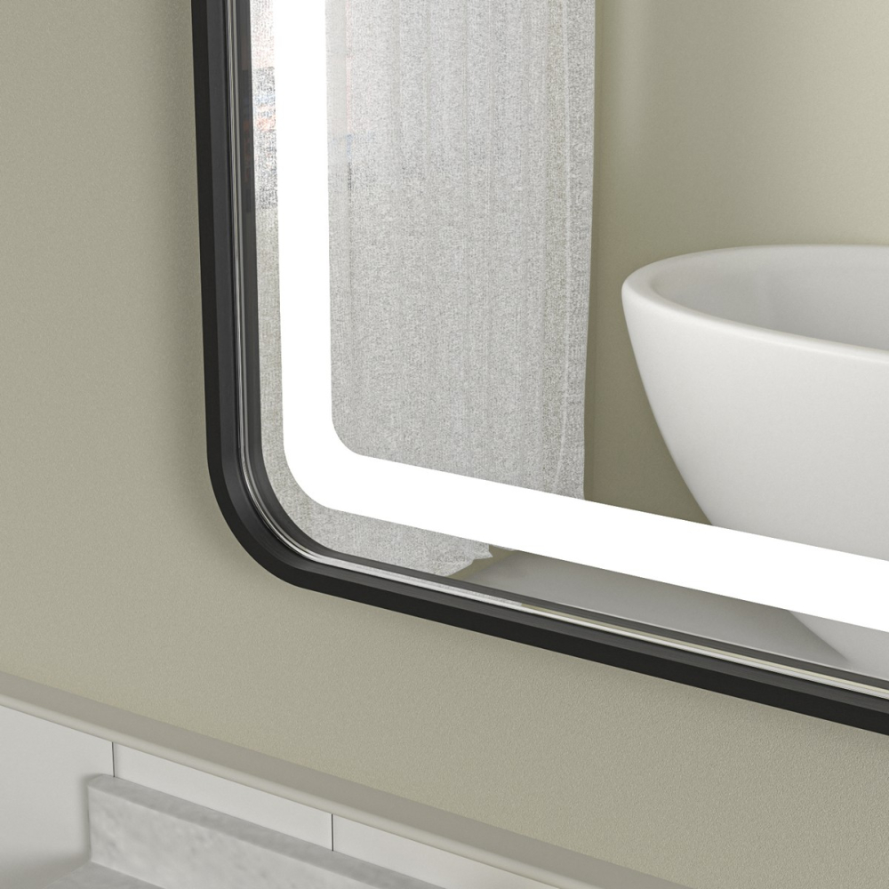Oglinda baie led 100x70 cu rama neagra din aluminiu si dezaburire - imagine 4
