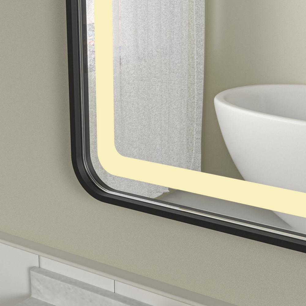 Oglinda baie led 100x70 cu rama neagra din aluminiu si dezaburire - imagine 7