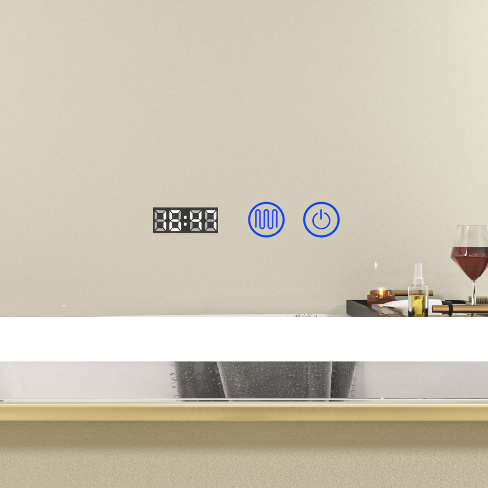 Oglinda baie led 120x80 cu oglinda cosmetica. Rama aurie - imagine 4