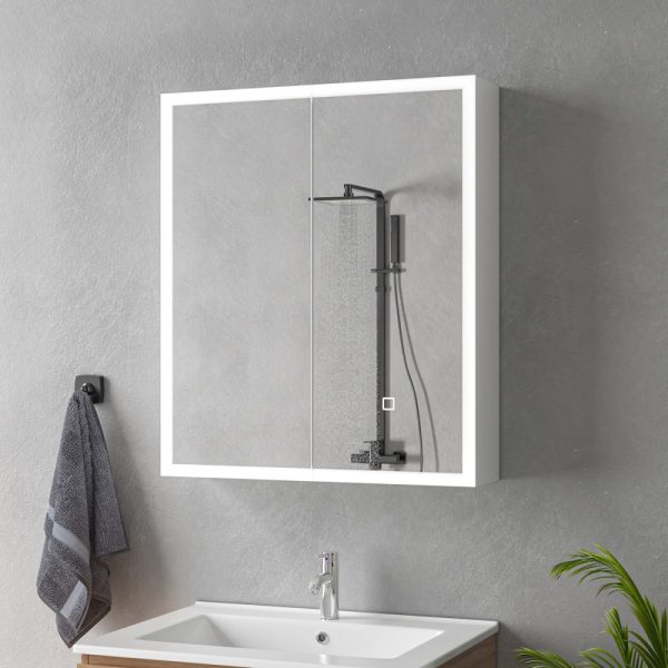 Oglinda baie led cu dulap suspendat 60x70x15
