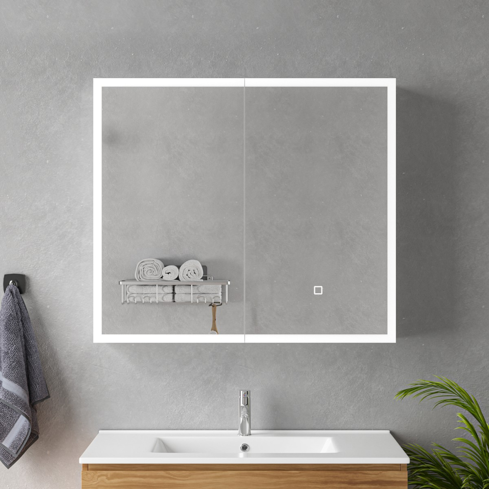 Oglinda baie led cu dulap suspendat 80x70x15 - imagine 4