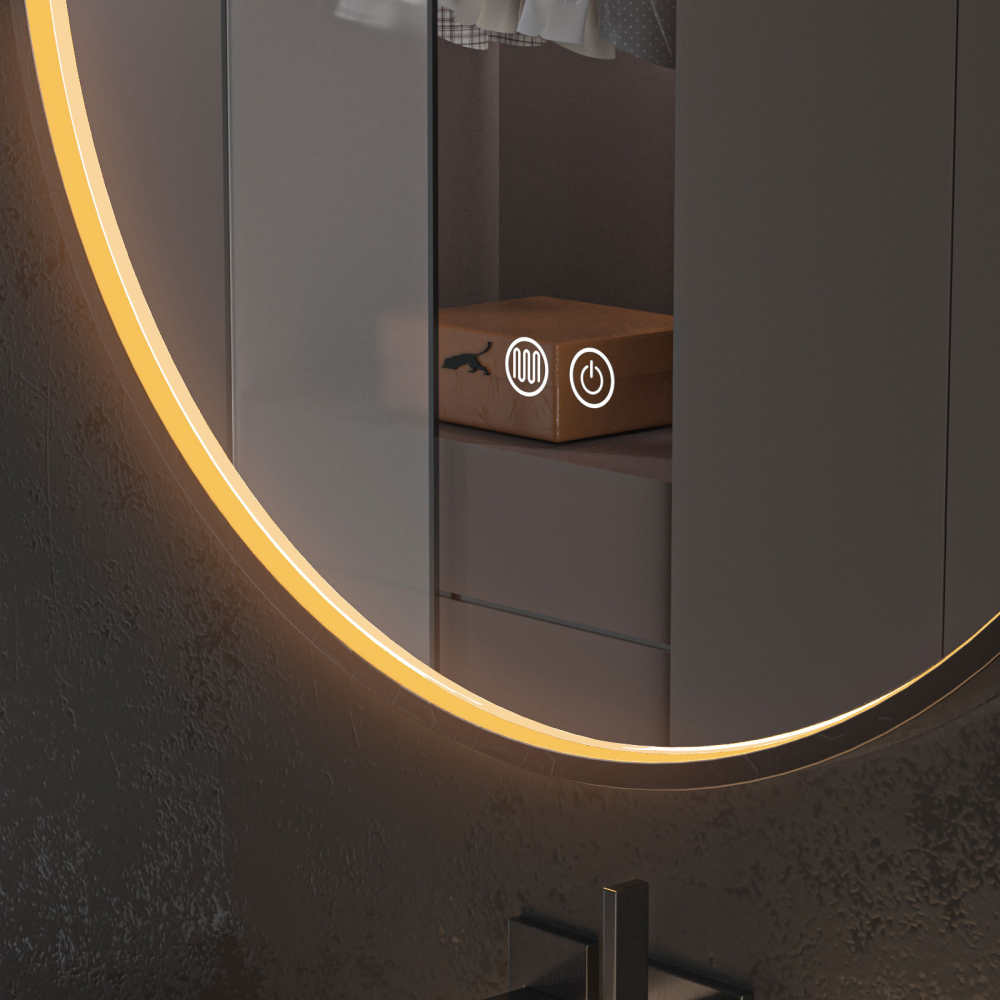 Oglinda baie led rodtunda 90x90, rama neagra. Trei tipuri de iluminare - imagine 6