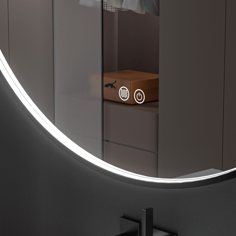 Oglinda baie led rodtunda 90x90, rama neagra. Trei tipuri de iluminare - imagine 7