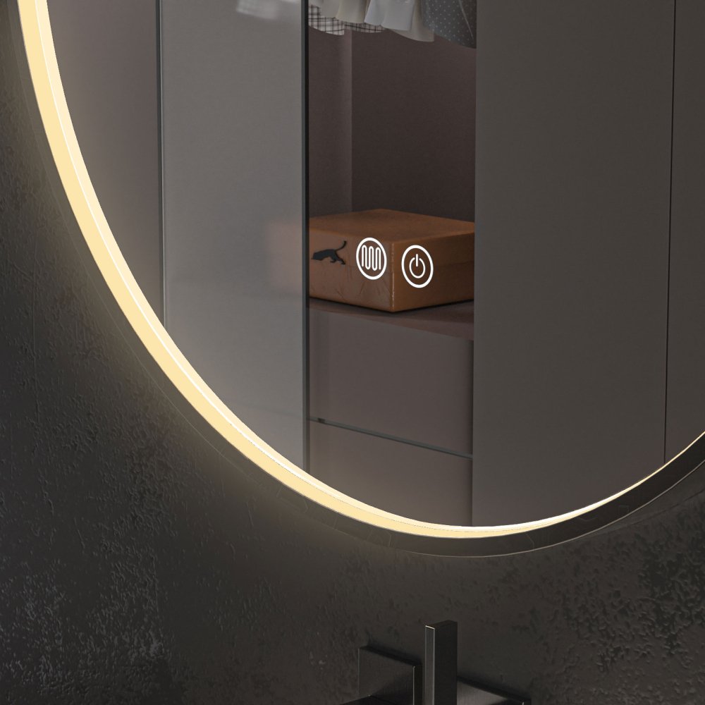 Oglinda baie led rodtunda 90x90, rama neagra. Trei tipuri de iluminare - imagine 8
