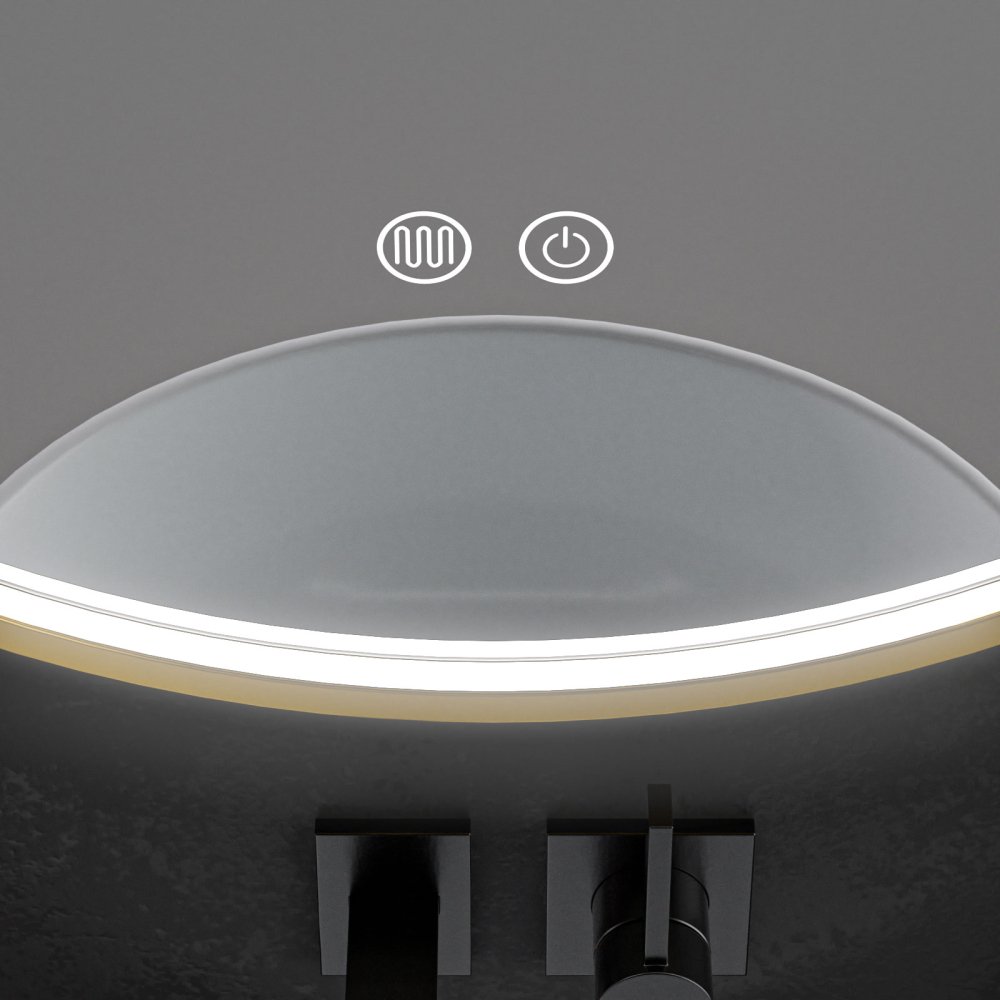 Oglinda baie led rotunda 90x90 cu rama aurie. Trei tipuri de iluminare - imagine 9