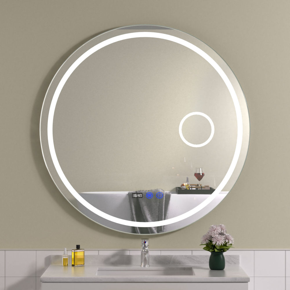 Oglinda baie rotunda 70x70 cu lupa si dezaburire - imagine 1