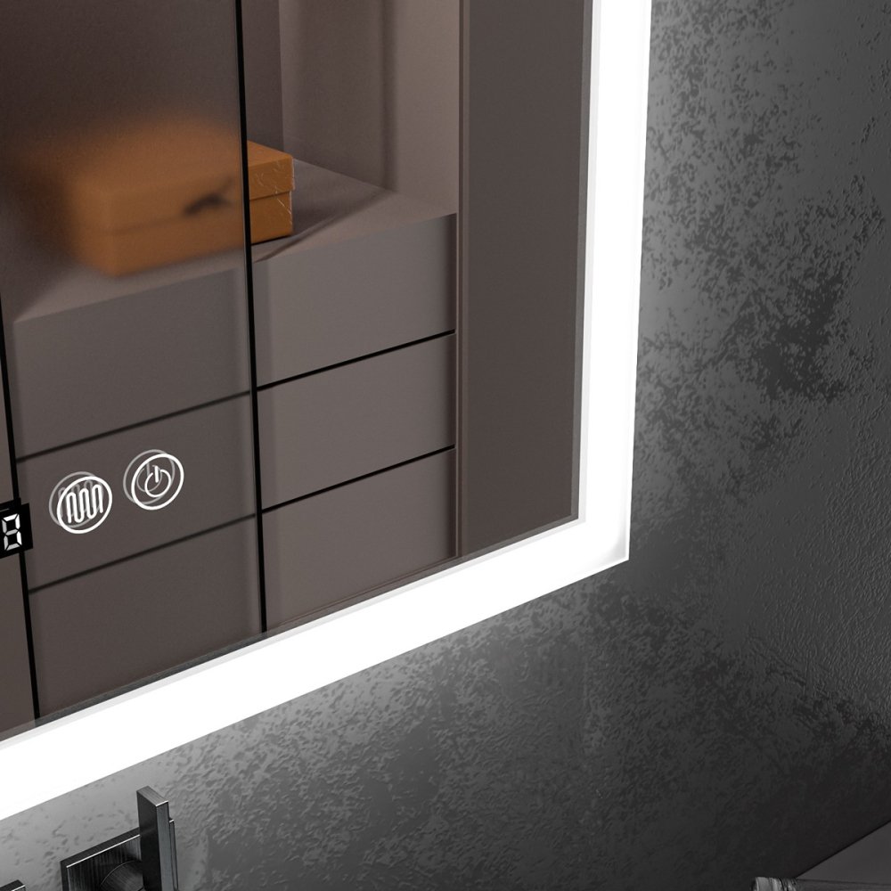 Oglinda baie led 60x80 dezaburire si ceas digital - imagine 4