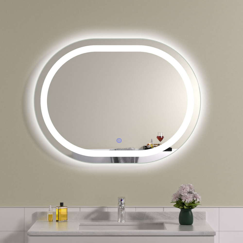 Oglinda baie 80x60 ovala cu led. Control touch - imagine 1