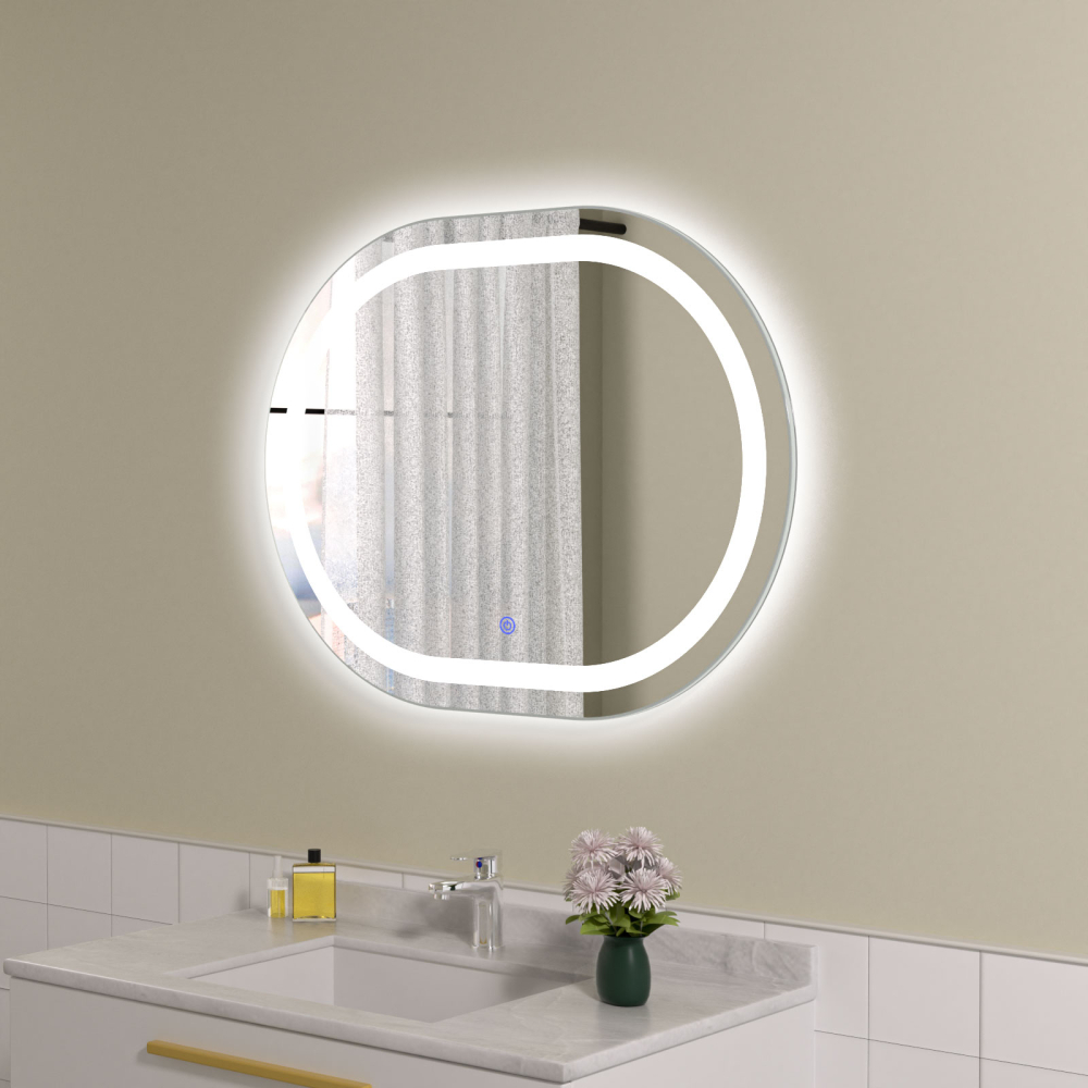 Oglinda baie 80x60 ovala cu led. Control touch - imagine 2