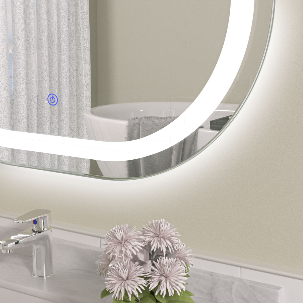 Oglinda baie 80x60 ovala cu led. Control touch - imagine 3