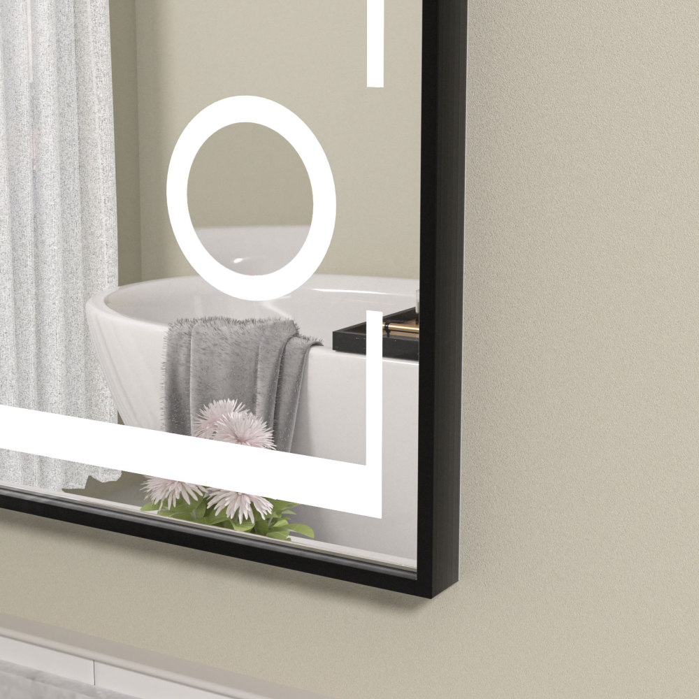 Oglinda baie cu lupa 120x80 rama neagra - imagine 3