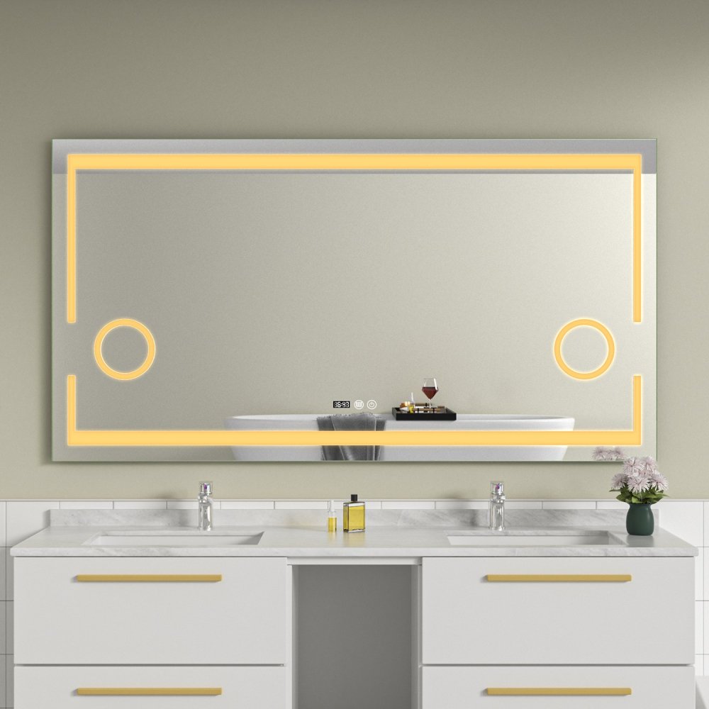 Oglinda baie cu dezaburire 150x80, dezaburire si ceas digital - imagine 3