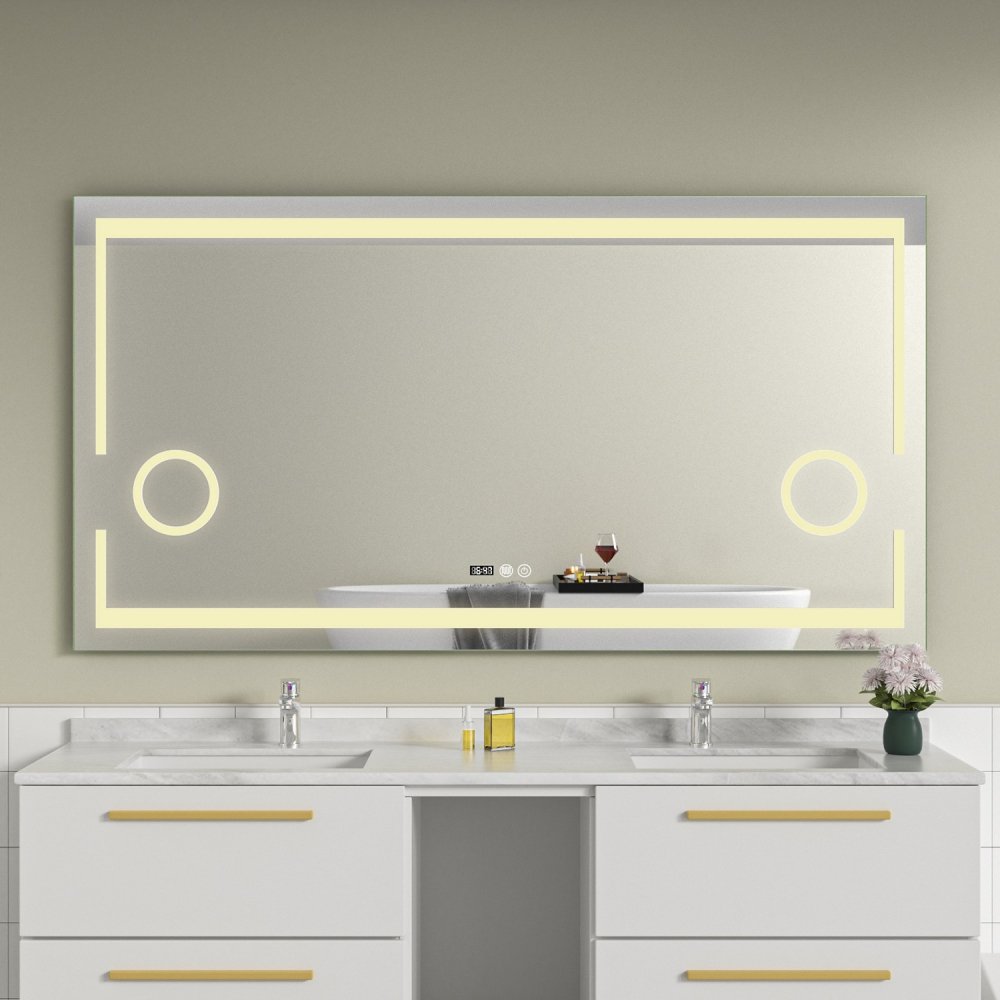 Oglinda baie cu dezaburire 150x80, dezaburire si ceas digital - imagine 4