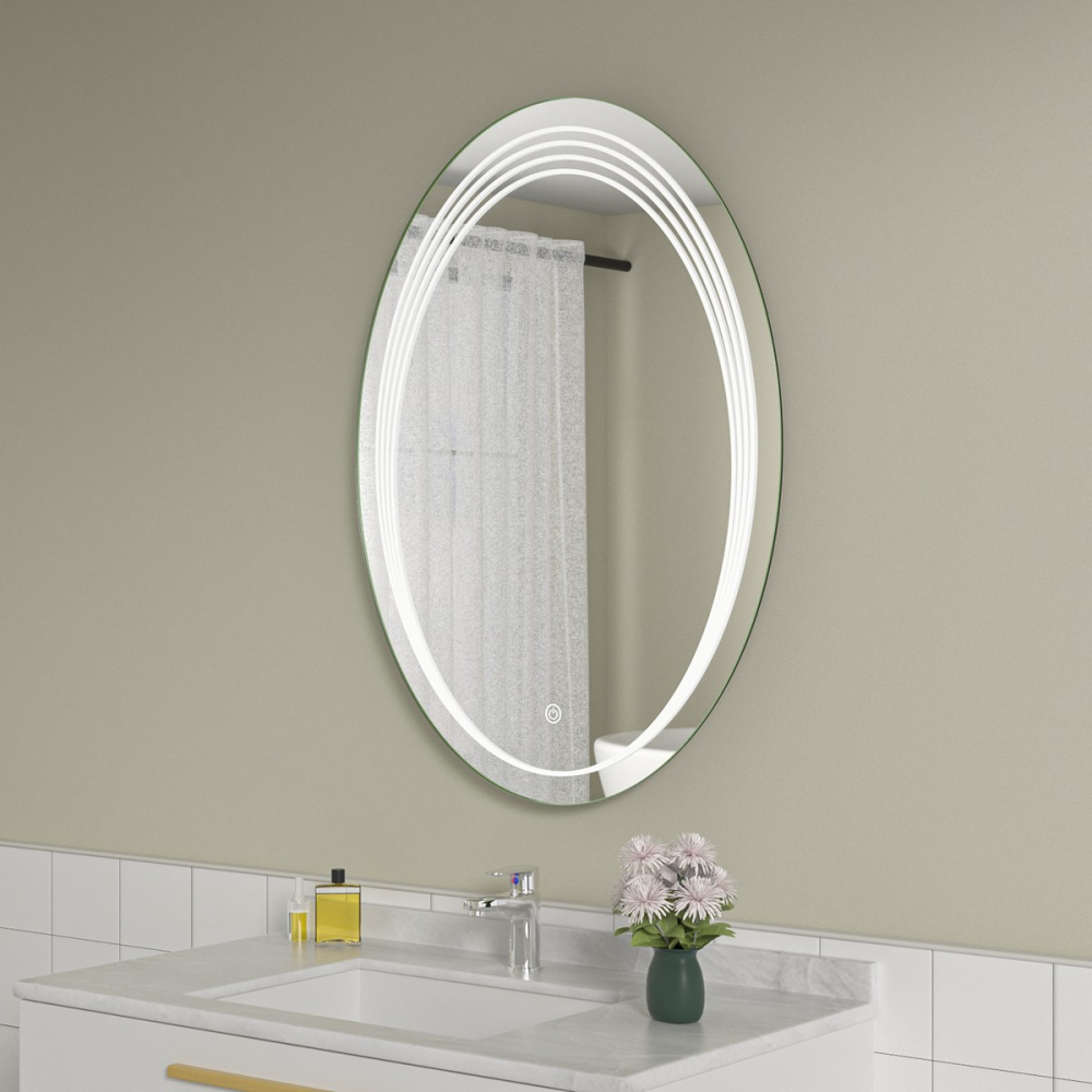 Oglinda baie 60x80 ovala cu led. Control touch - imagine 2
