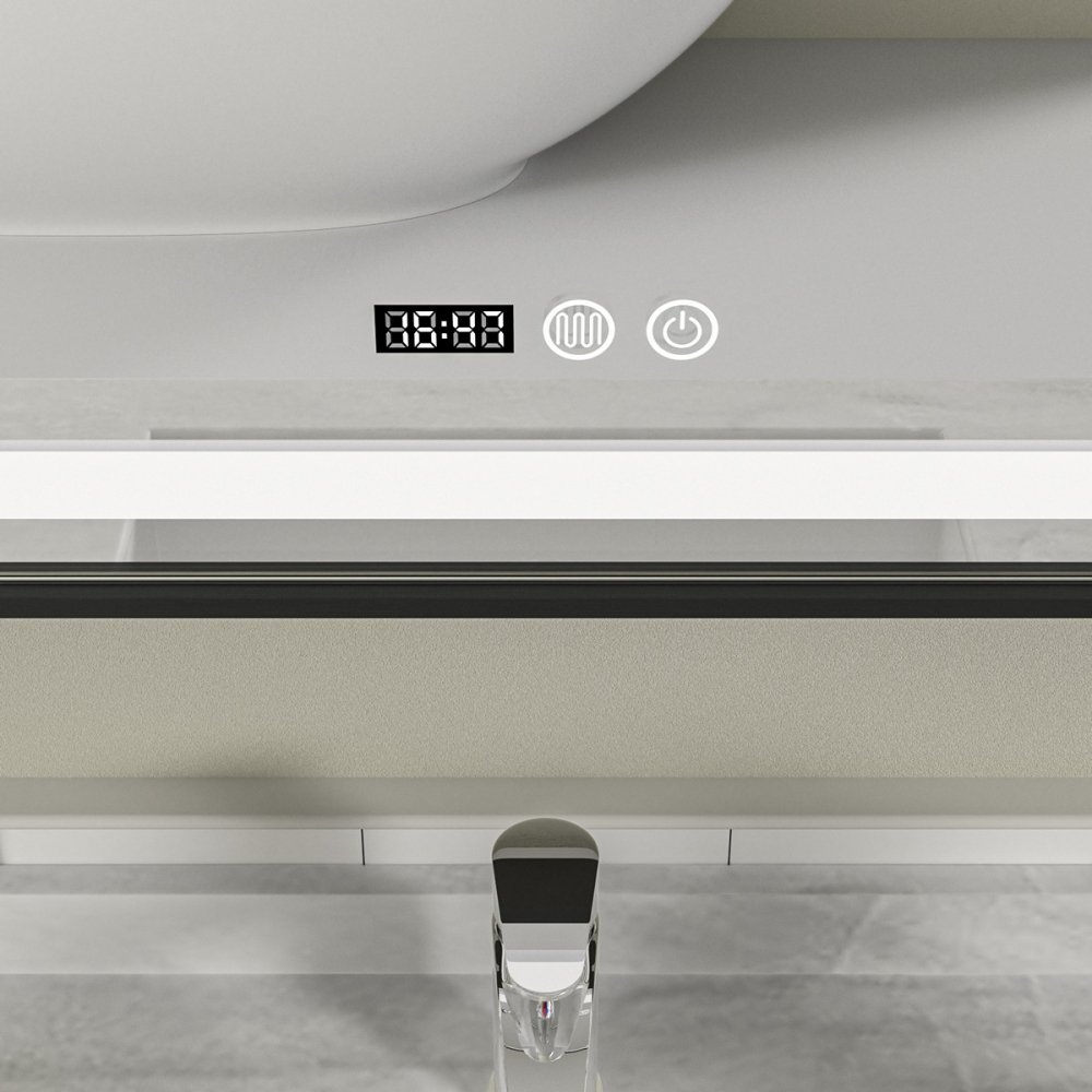 Oglinda baie 60x80 cu rama neagra din aluminiu. Functie dezaburire - imagine 4