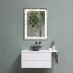 Oglinda baie 60x80 cu led si dezaburire. Rama argintie