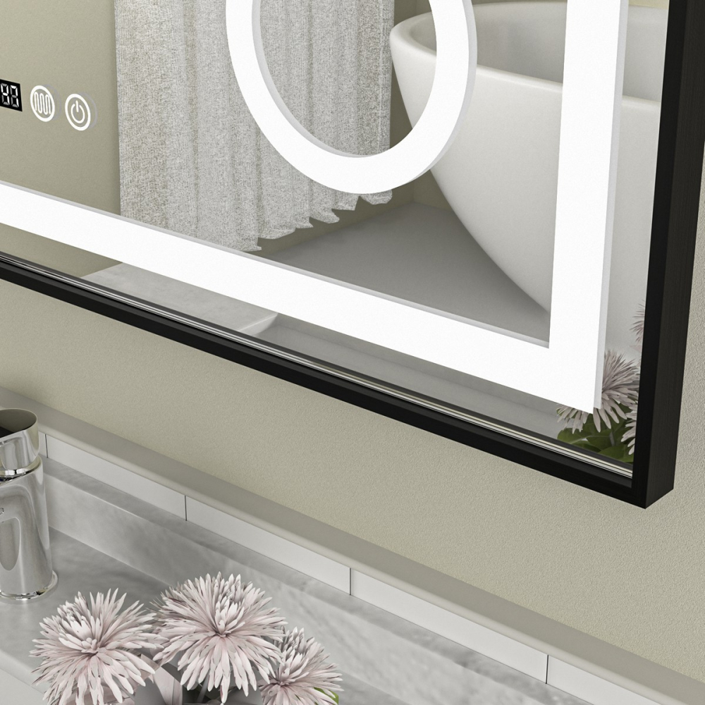 Oglinda baie led 80x60 cu lupa si dezaburire. Rama neagra din aluminiu - imagine 3