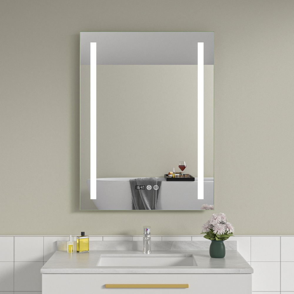 Oglinda baie led 60x80 cu dezaburire si ceas - imagine 1
