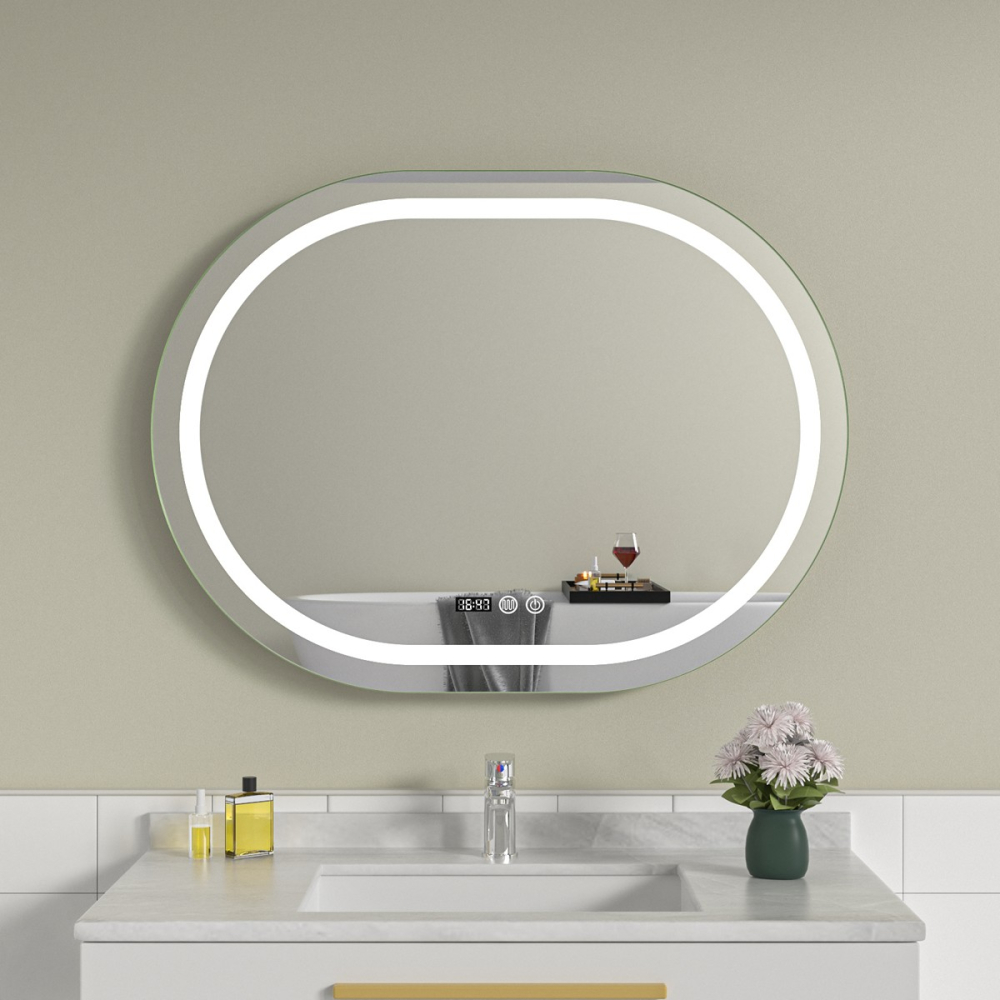 Oglinda baie 80x60 ovala cu led si dezaburire - imagine 1