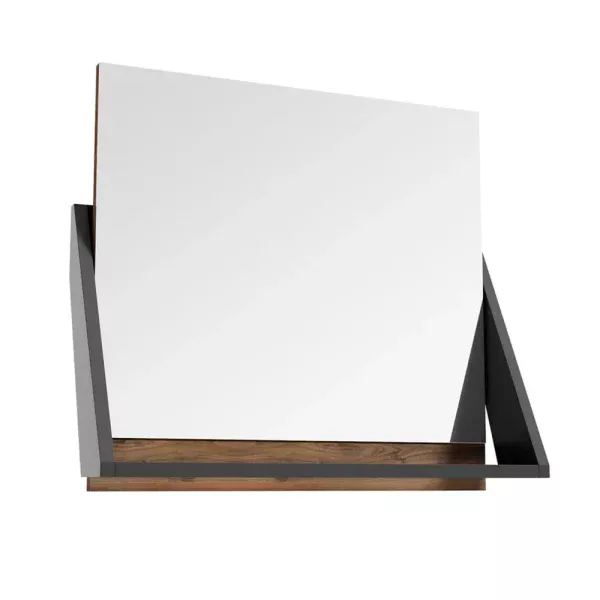 OGLINDA OP-ARTY CU ETAJERA, 64.2X58.5X20 CM, NUC ROCKFORD, NEGRU MAT