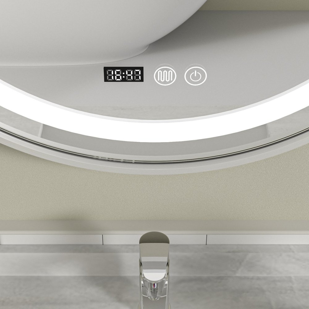 Oglinda baie led 70x70 rotunda cu rama argintie - imagine 4