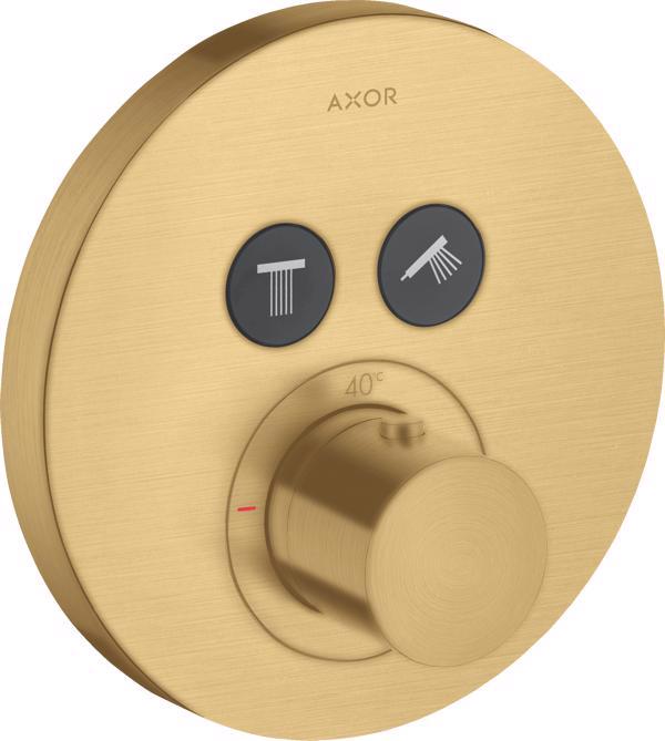 ORNAMENT AXOR SELECT TERMOSTATIC SHOWER SOLUTIONS, ROTUND, 2 IESIRI, BRUSHED GOLD OPTIC - imagine 1