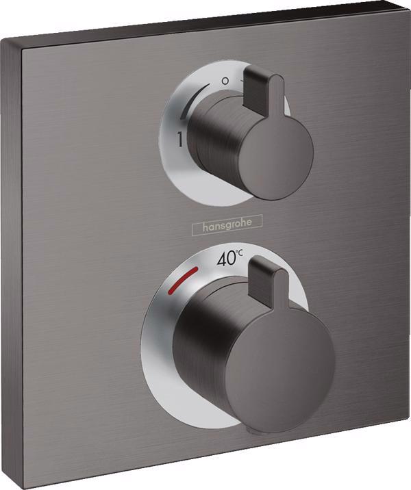 ORNAMENT BATERIE TERMOSTATICA ECOSTAT SQUARE 2 FUNCTII, BRUSHED BLACK CHROME - imagine 1