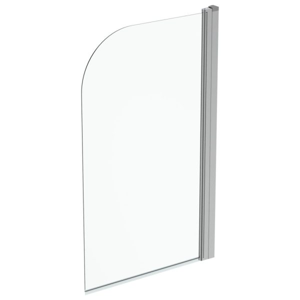 PARAVAN DE CADA ROTUNJIT 80X140 CM, PROFIL ARGINTIU, GEAM TRANSPARENT