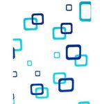 PERDEA DE DUS PEVA SQUARES BLUE (INCLUS SETUL DE AGATATORI)