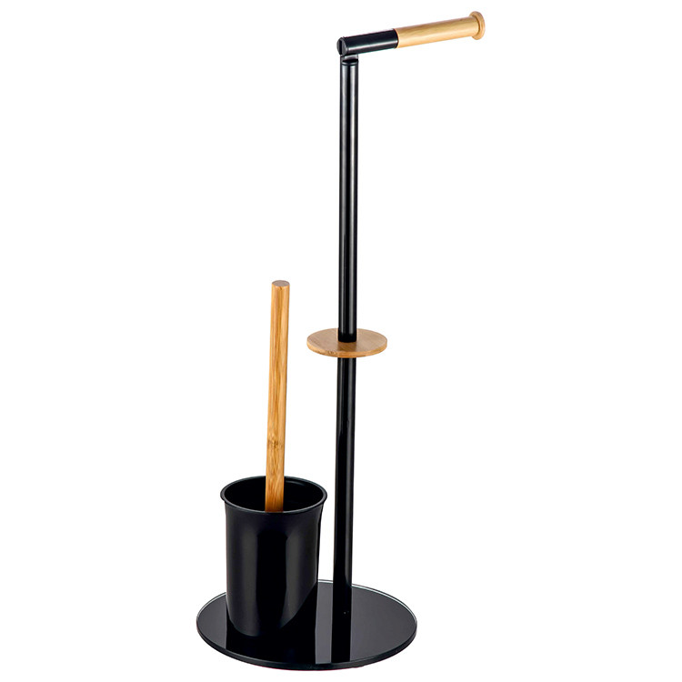 PERIE WC CU SUPORT HARTIE IGIENICA STATIV PLAIN NEGRU - imagine 1