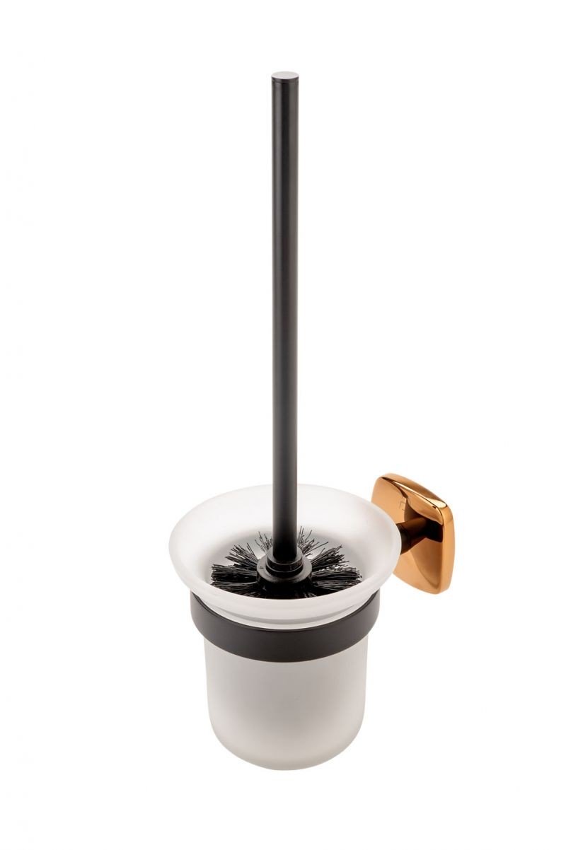 PERIE WC MERIDA CU SUPORT STICLA MATA/NEGRU-ROZ AURIU - imagine 1