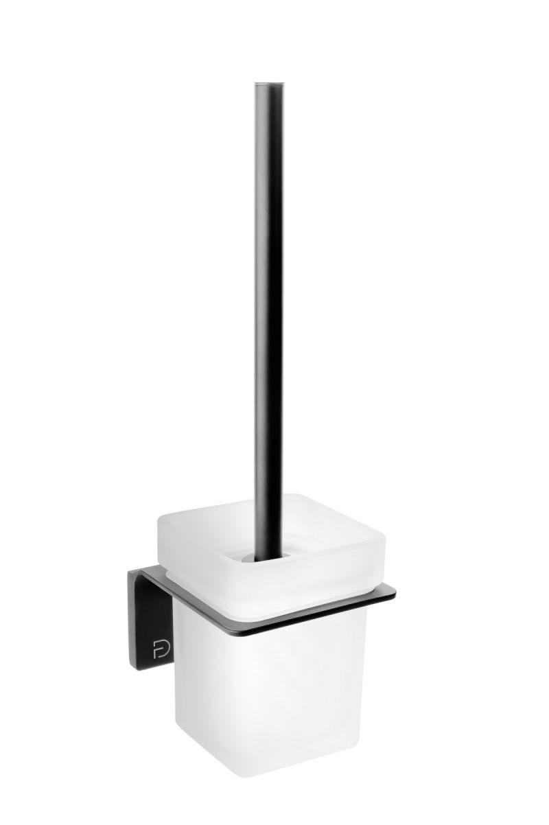 PERIE WC PIAZZA CU SUPORT STICLA MATA/NEGRU - imagine 1