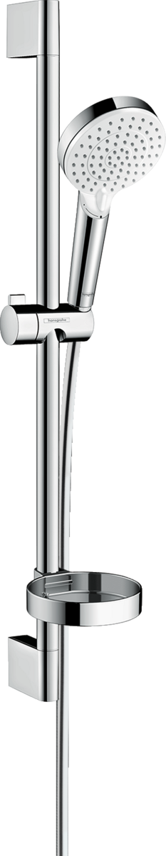SET DUS CROMETTA VARIO, CU BARA UNICA 0.65 M, ALB-CROM SI SAPUNIERA CASETTA - imagine 1