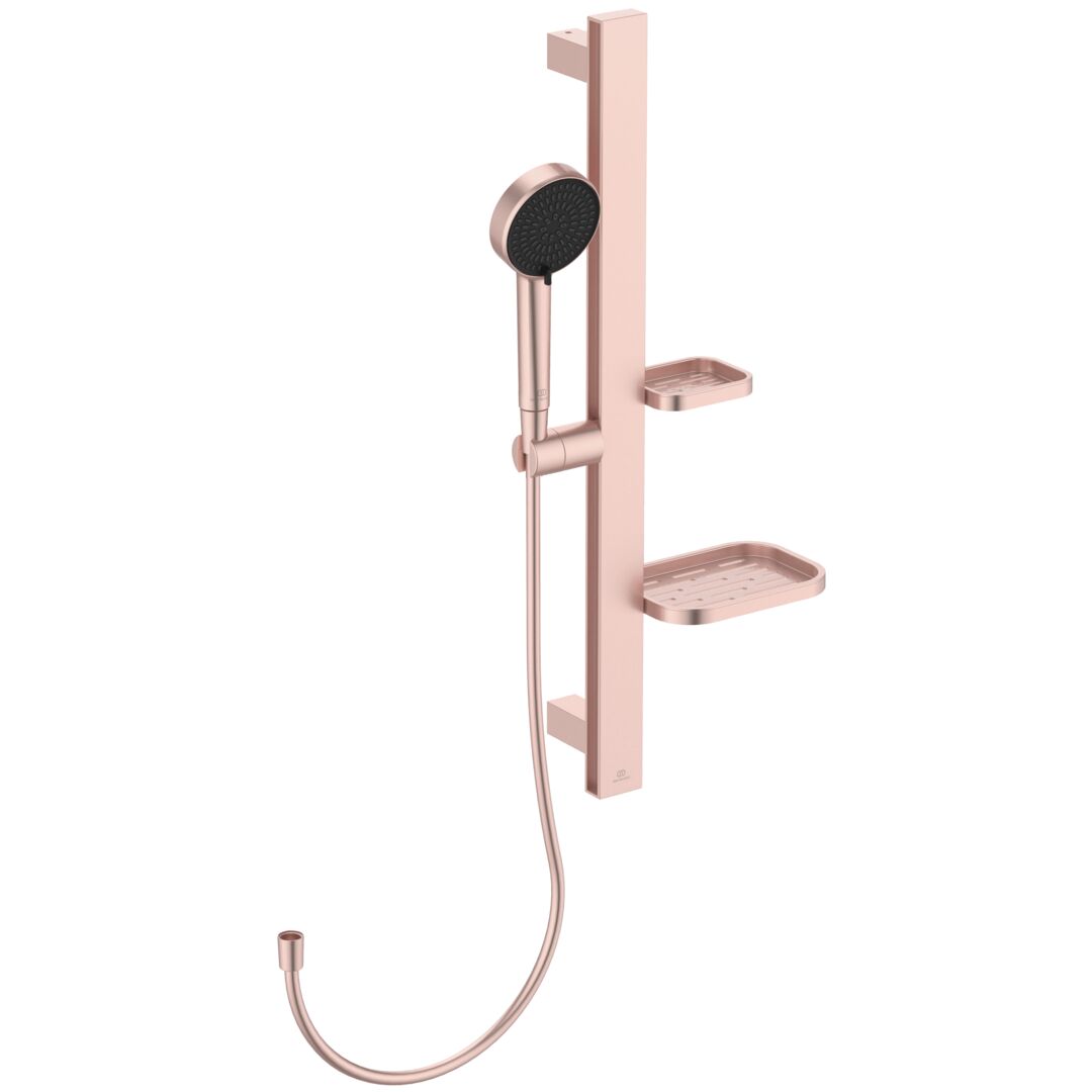 SET DUS IDEALRAIN ALU+, BARA DUS 600MM, PARA 100MM 2 JETURI, FURTUN 1750MM, ROSE - imagine 1