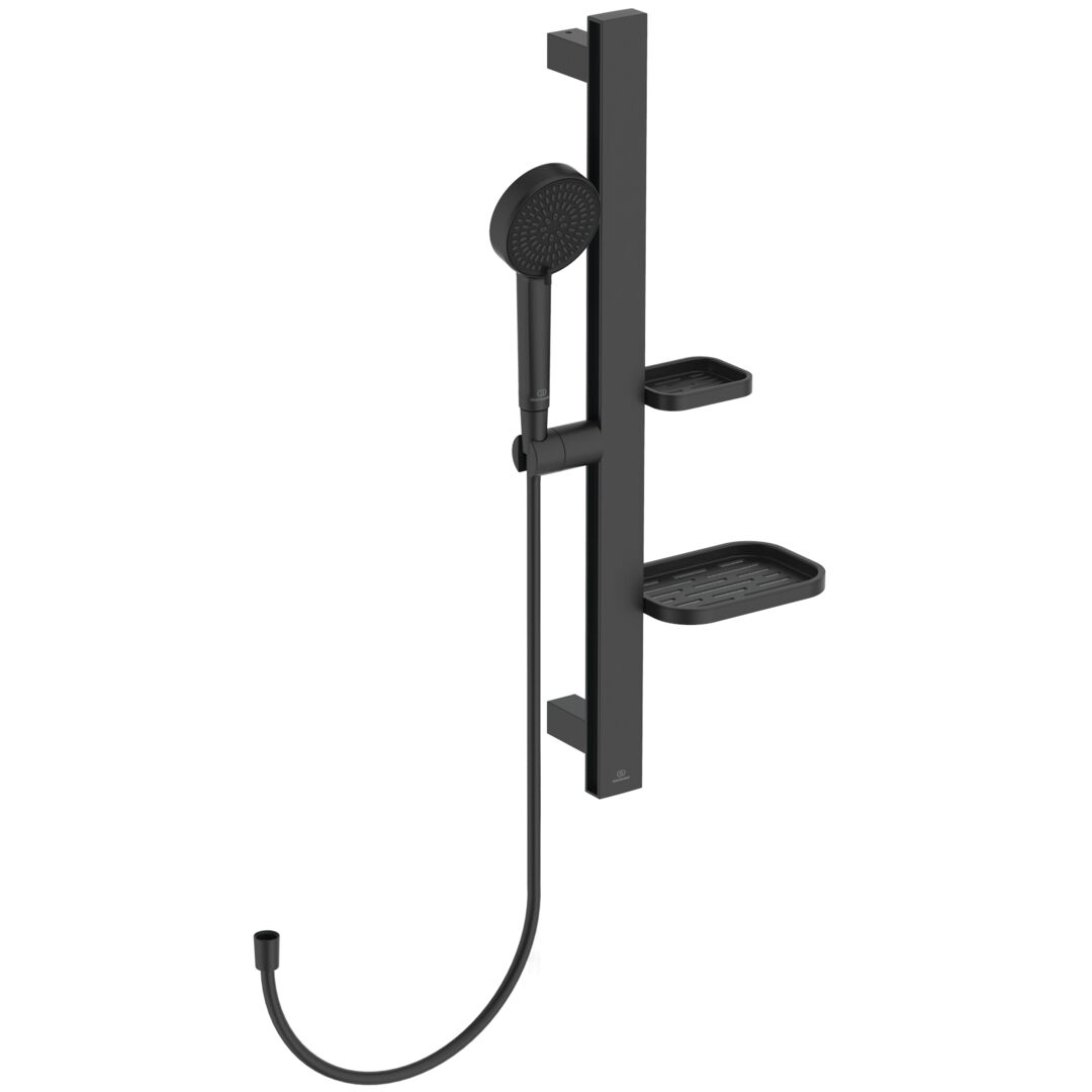 SET DUS IDEALRAIN ALU+, BARA DUS 600MM, PARA 100MM 2 JETURI, FURTUN 1750MM, SILK BLACK - imagine 1