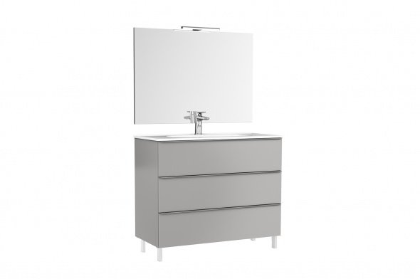 SET MOBILIER SHONA 100X46X56.5 GALET MAT,3 SERTARE,CU LAVOAR KLEA,OGLINDA SI SPOT - imagine 1