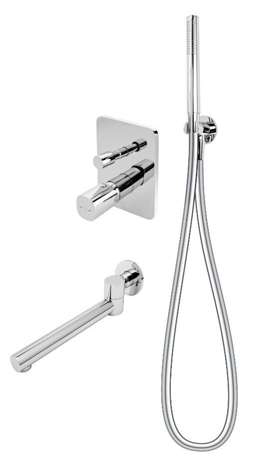 SISTEM DUS 5 IN 1 MEANDRO, BATERIE INCASTRATA 2 IESIRI, PIPA MOBILA UMPLERE, PARA, FURTUN SI RACORD PENTRU BATERIE INCASTRATA, CROM - imagine 1