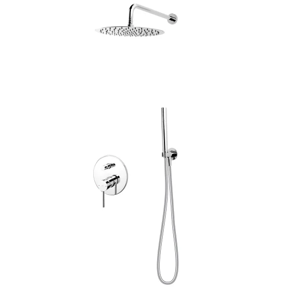 SISTEM DUS 6 IN 1 FLUSSO, BATERIE INCASTRATA 2 IESIRI, CAP DUS FIX, BRAT, PARA, FURTUN SI RACORD PENTRU BATERIE INCASTRATA, CROM