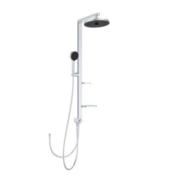SISTEM DUS CERAFLOW ALU+, CAP DUS 260 MM 2 JETURI, FURTUN 1750MM SI PARA 100MM 2 JETURI, FURTUN CONECTOR 800 MM, SILVER (SE POATE CONECTA LA ORICE BATERIE DE DUS )