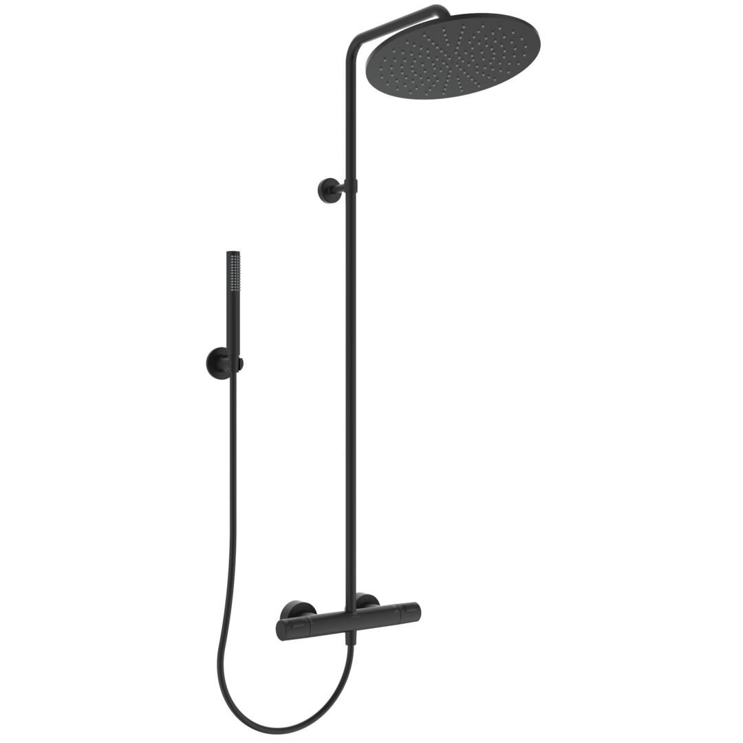 SISTEM DUS CERATHERM T25 SILK BLACK ,CAP DUS 300 MM,FURTUN IDEALFLEX 1750MM SI PARA - imagine 1