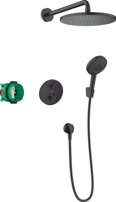 SISTEM DUS INCASTRAT TERMOSTATIC CROMA 280 ECOSTAT S, NEGRU MAT - imagine 1