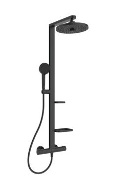 SISTEM DUS TERMOSTATIC CERATHERM ALU+ ,CAP DUS 260 MM 2 JETURI, FURTUN 1750MM SI PARA 100MM 2 JETURI, SILK BLACK - imagine 1
