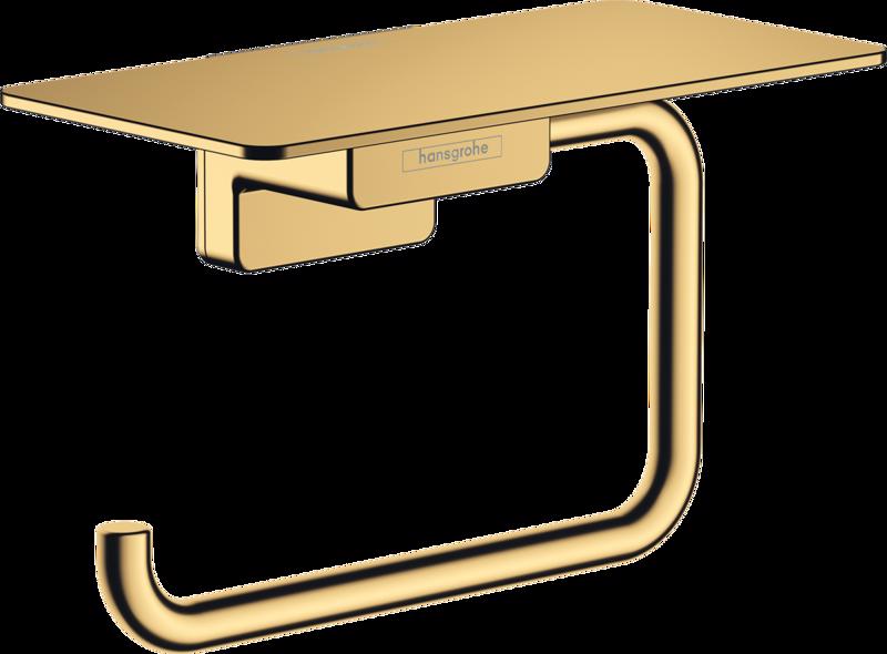 SUPORT HARTIE IGIENICA ADDSTORIS CU ETAJERA, POLISHED GOLD OPTIC - imagine 1