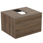 UNITATE DE LAVOAR 60 CM CU 1 SERTAR SI BLAT CU DECUPAJ LEMN MARO INCHIS