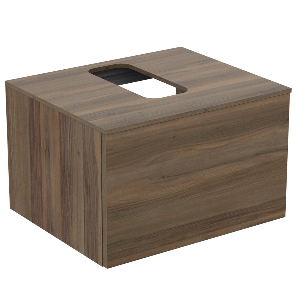UNITATE DE LAVOAR 60 CM CU 1 SERTAR SI BLAT CU DECUPAJ LEMN MARO INCHIS - imagine 1