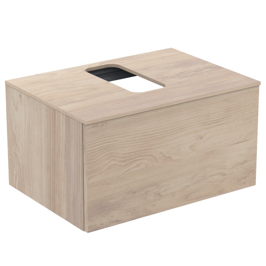 UNITATE DE LAVOAR 70 CM CU 1 SERTAR SI BLAT CU DECUPAJ LEMN MARO DESCHIS - imagine 1
