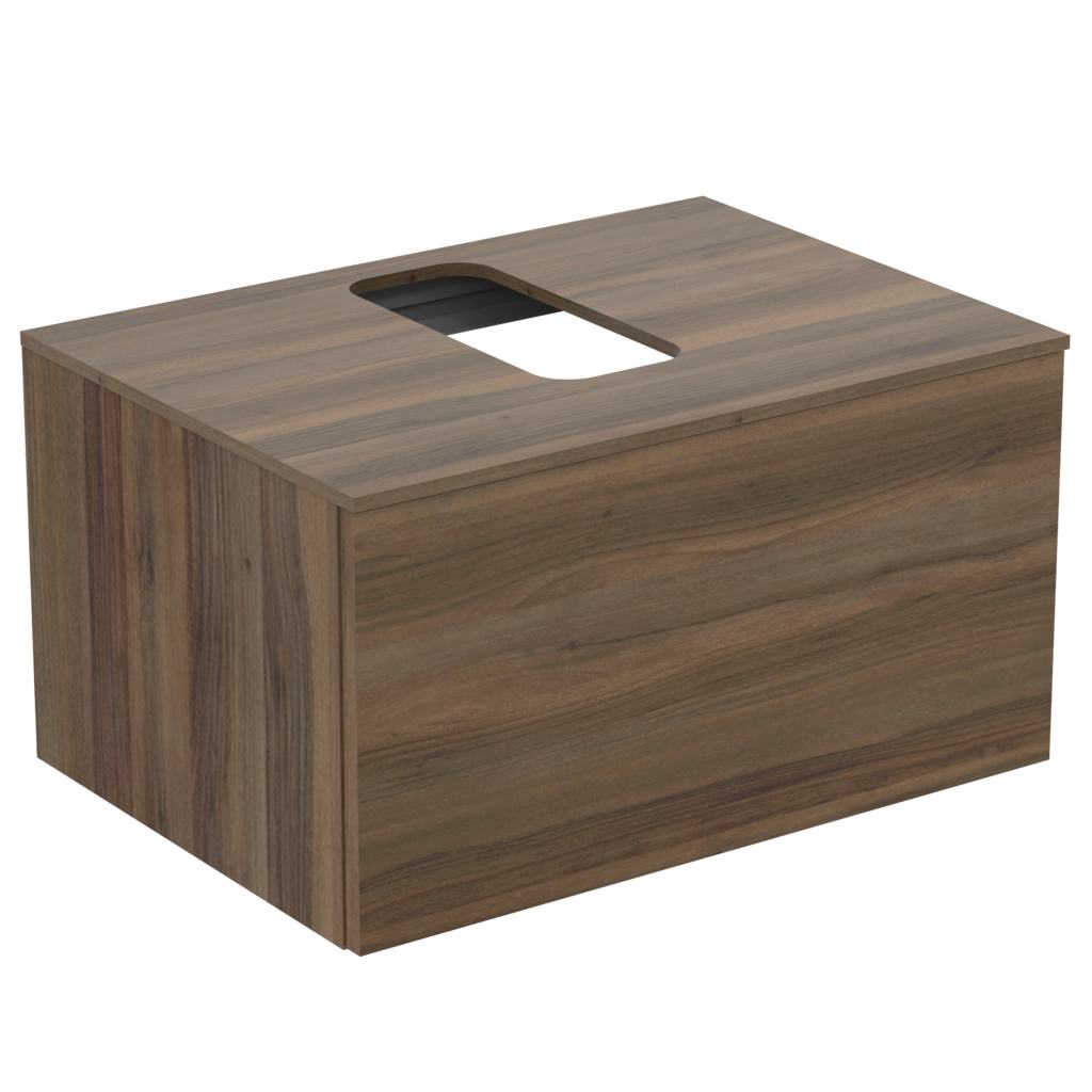 UNITATE DE LAVOAR 70 CM CU 1 SERTAR SI BLAT CU DECUPAJ LEMN MARO INCHIS - imagine 1