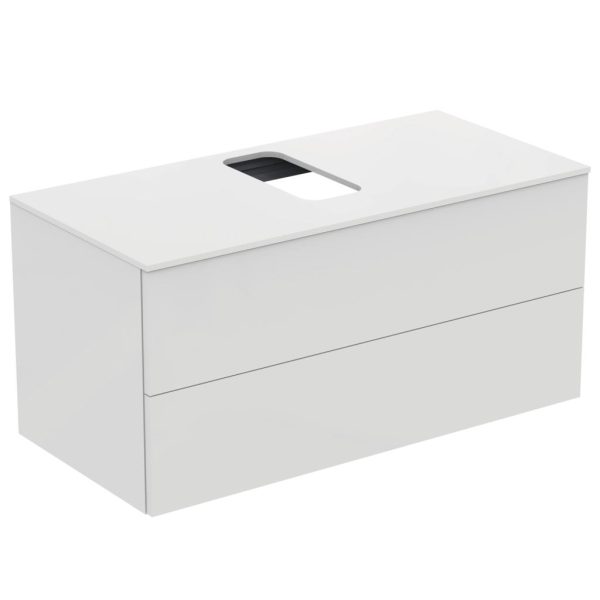 UNITATE DE LAVOAR ADAPTO 105X50.5X50.2 CM CU 2 SERTARE SI BLAT CU DECUPAJ ALB LUCIOS