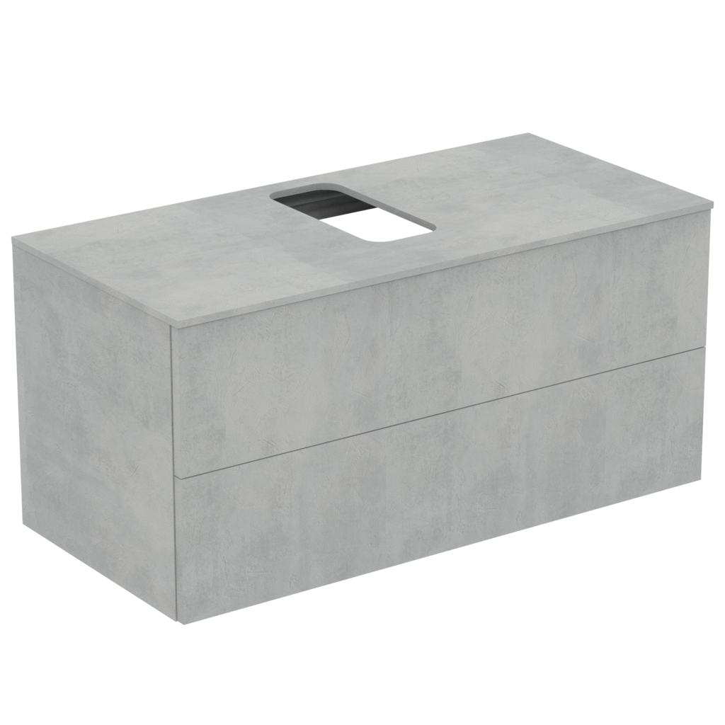 UNITATE DE LAVOAR ADAPTO 120X50.5X50.2 CM CU 2 SERTARE SI BLAT CU DECUPAJ  GRI DESCHIS - imagine 1