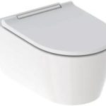 VAS WC ONE SUSPENDAT, RIMLESS, 54X37, CU CAPAC SLIM SOFT CLOSE, ORNAMENT CROM, FIXARE COMPLET ACUNSA